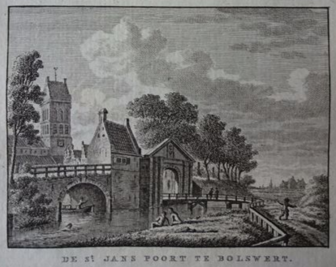 zicht op de Sint Janspoort te Bolsward (Jan Bulthuis, 1793)