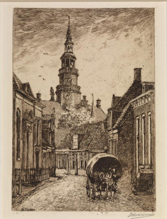 Gezicht op de Kerkstraat te Bolsward (ca. 1910)