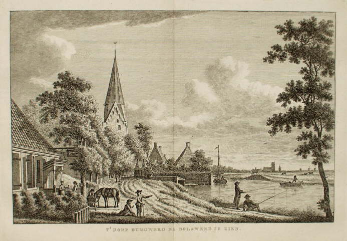 <BR><B>Het Dorp Burgwerd na Bolsward te zien</B><BR>
(J. Bulthuiss, 1791)