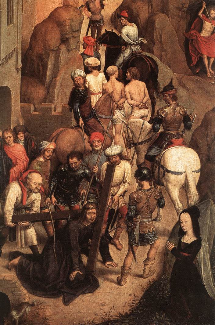 Detail uit de kruisweg van Christus (Hans Memling, 1470/1471, Galleria Sabauda, Turin)