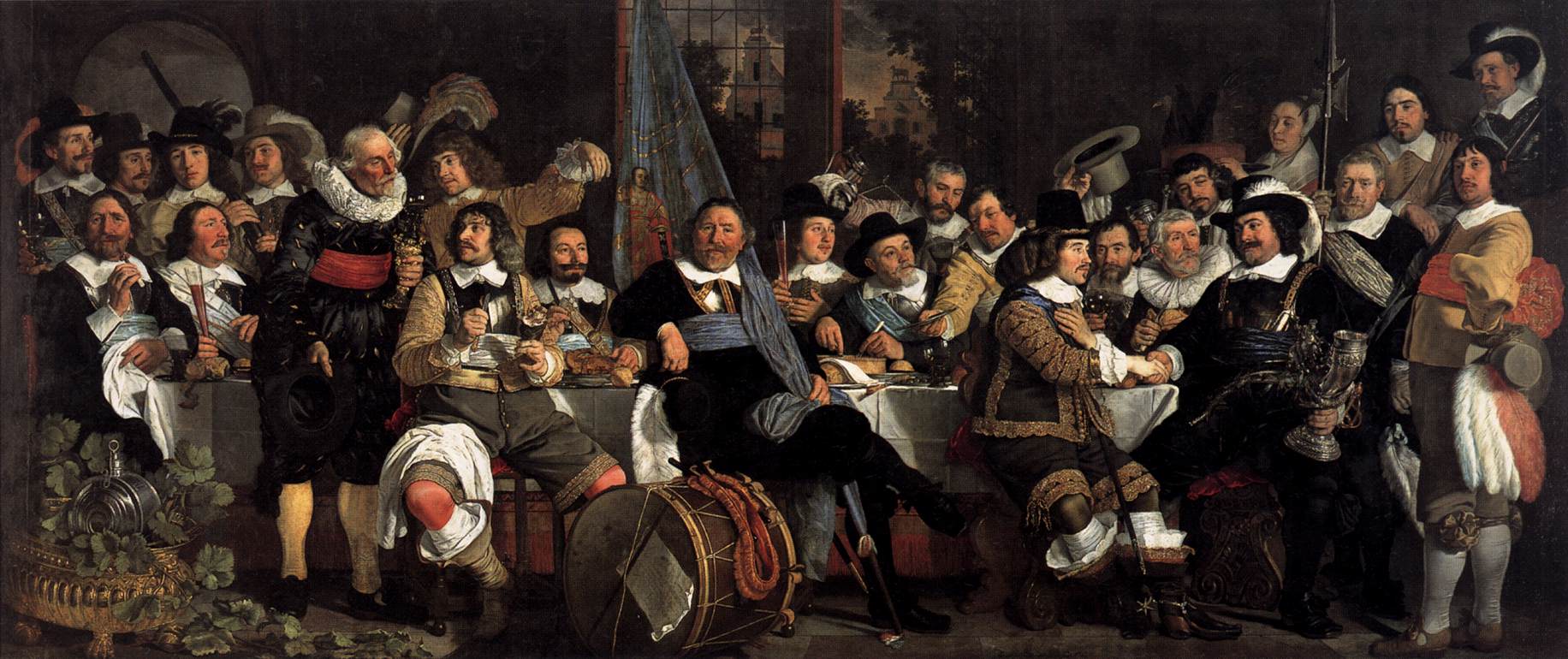Viering van de Vrede van Munster, 1648, in het hoofdkwartier van de kruisboogschutters (Bartholomeus van der Helst, 1648, Rijksmuseum, Amsterdam)