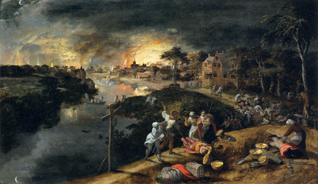 Scene van oorlog en vuur (Gillis Mostaert, 1569, Mus�e du Louvre, Paris)